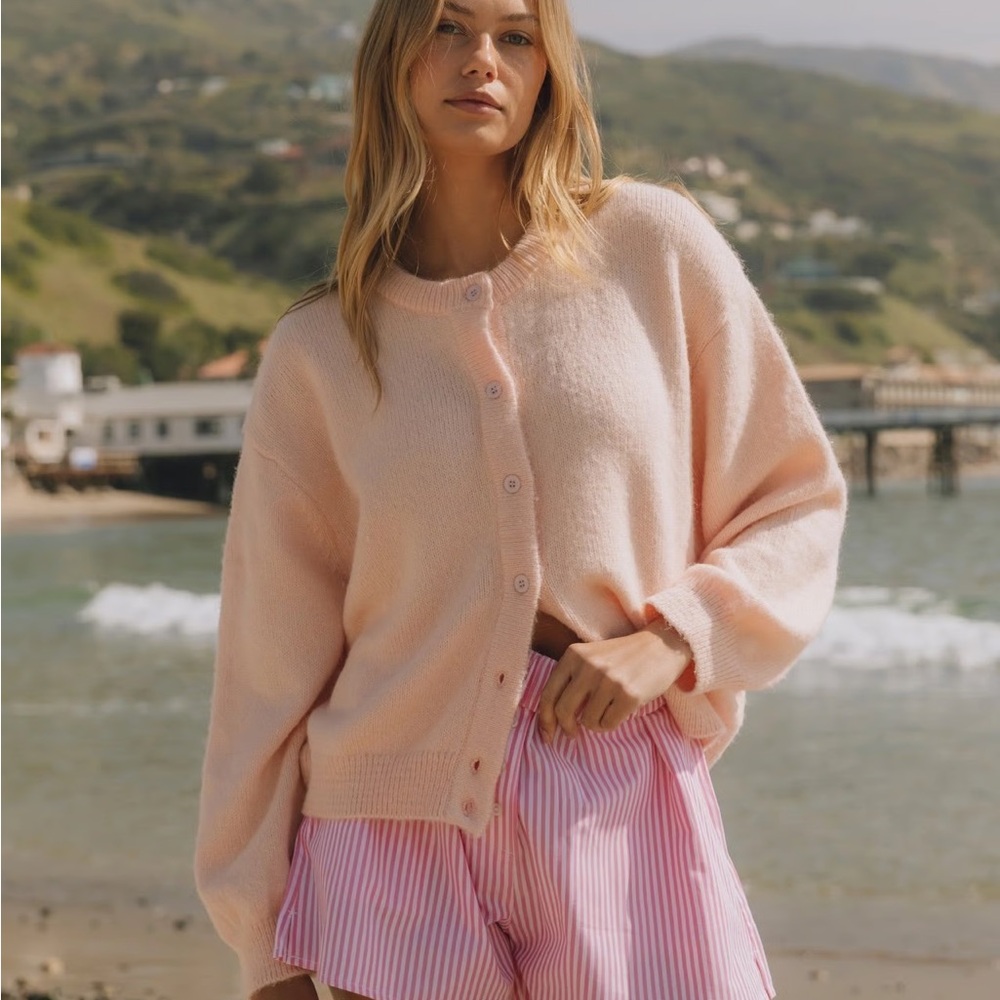 Daily Drills Pink Button Down Sweater